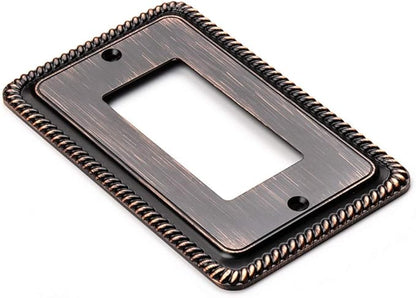 Henne Bery Rope Edge Decorative Wall Plate Switch Plate Outlet Cover (Single Decorator, 3 Pack, Aged Bronze)