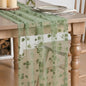 Artoid Mode Sage Green Gauze Flocking Flowers Table Runner 10FT, Spring Sheer by ArtoidMode