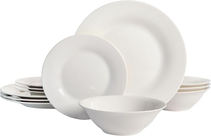 Gibson Home Zen Buffet Round 12 Piece Porcelain Chip and Scratch Resistant by GibsonHomewares