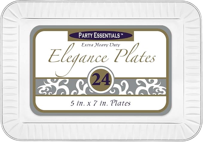 Party Essentials Elegance Quality Hard Plastic 5 x 7-Inch Rectangular Appetizer - Image 2