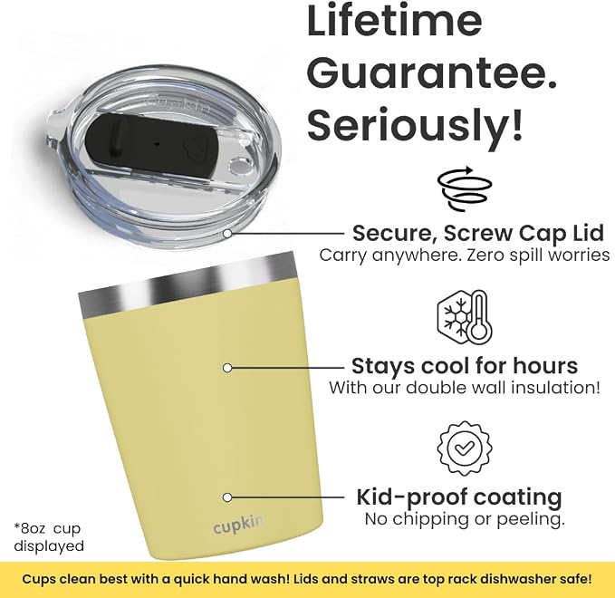 CUPKIN Toddler Tumblers, The Original 12 oz Stackable Stainless Steel Cups - Image 3