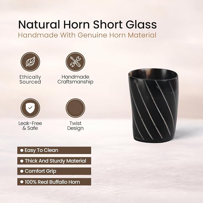 Handicrafts Home Viking Horn Shot Glasses Set of 8, Handmade Natural Ox Horn - Image 2