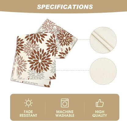Artoid Mode Coffee Dahlia Floral Pinnata Fall Table Runner, Seasonal Kitchen - Image 5