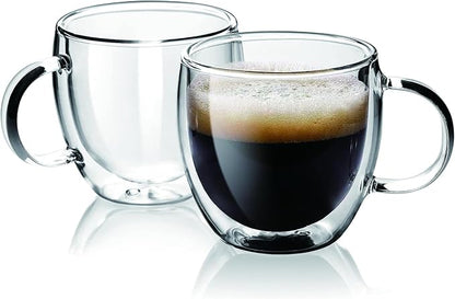 Espresso Cups Set Of 2, Double Walled Glass Coffee Mugs by Unknown
