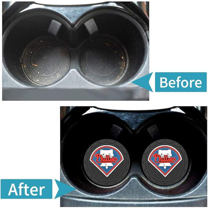Silicone Phillies Car Cup Holder Coasters,Baseball Fans Car Coasters for Phila Phillies Fans, Non-Slip Universal Fit Cup Holder Insert