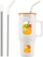 WINSA Glass Tumbler with Straw and Lid, 32 oz Glass Cup with Handle, Glass by WINSA