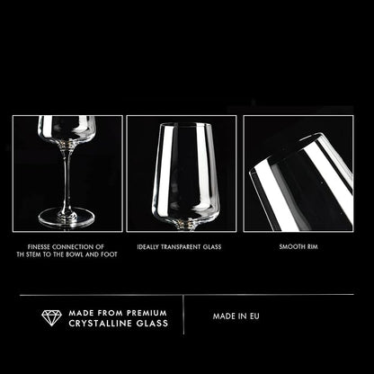 Krosno Red Wine Glasses | Elegant Design | Set of 6 | 16.9 oz | Infinity - Image 9