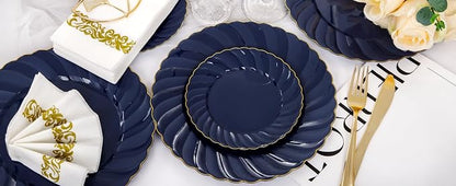 YOUBET 150PCS Blue Plastic Plates - Image 9