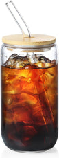 NETANY 1 Pack Glass Cups with Bamboo Lids and Straws 16 oz, Gifts by NETANY