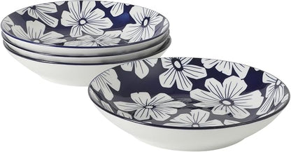Gibson Home Heritage Sky 4-Piece Pasta Bowl Set, 8 Inch Round Stoneware Bowls by GibsonHomewares