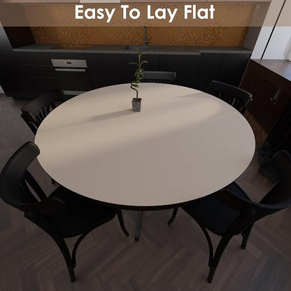 Round Table Cover - Can Be Used On Both Sides Waterproof and Easy to Clean Good Flatness Used for Dining Table(Light Beige+Light Gray Dia.42Inch)
