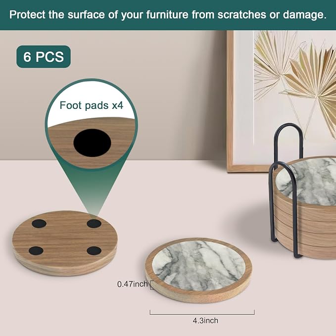6 Pack Absorbent Coasters Set - Image 6