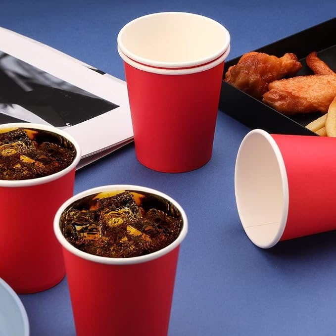 75 Pack 8 oz Disposable Paper Cups, Paper Coffee Cups-Red | Beverage Cups - Image 5