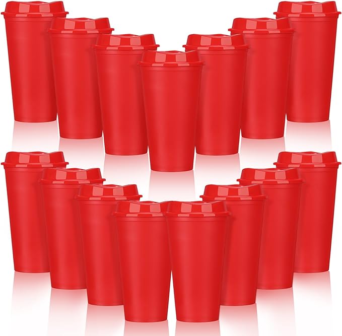 Domensi 15 Pack Reusable Plastic Coffee Cups by Domensi