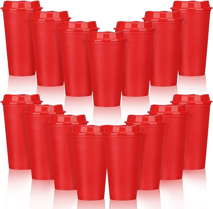 Domensi 15 Pack Reusable Plastic Coffee Cups by Domensi