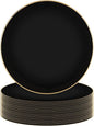 PARTY BARGAINS 13-Inch Charger Plates - 16 Pack, Organic Collection Black Gold Rim, Heavy-Duty Disposable Chargers for Elegant Dining - Ideal for Weddings and Formal Events