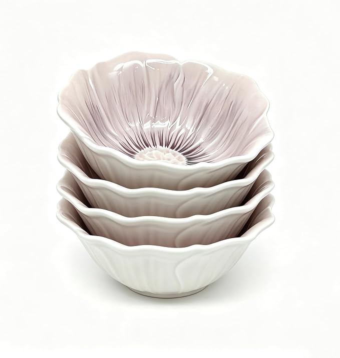 KOOV 24oz Deep Cereal Bowls Set of 4, Vintage Hand-Painted Porcelain Soup Bowls by KOOV