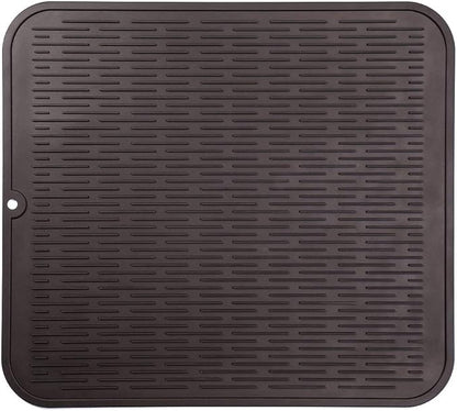 Silicone Dish Drying Mat for Multiple Usage,Easy clean,Eco-friendly,Heat-resistant Silicone Mat for Kitchen Counter or Sink,Refrigerator or Drawer Liner Coffee XL 18 inches x 16 inches