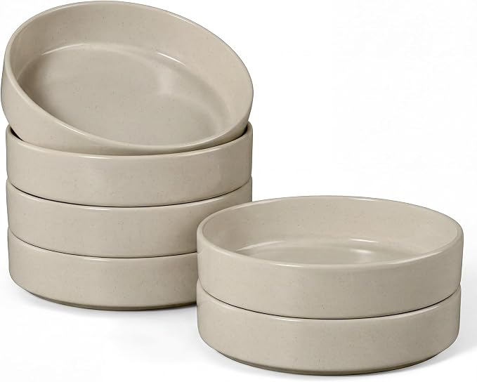 E-far Pasta Bowls Set of 6, 35 oz Large Stoneware Bowl Plates | Shallow & Wide by E-far