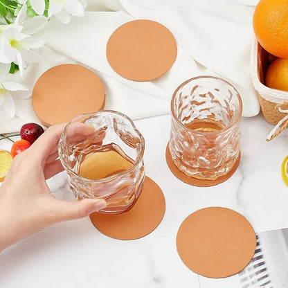 OLYCRAFT 30Pcs Genuine Leather Coasters 3.1 Inch Peru Round Leather - Image 3