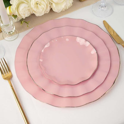 Efavormart 11" Dinner Plates – Set of 10 Plastic Dusty Rose Round Disposable - Image 6