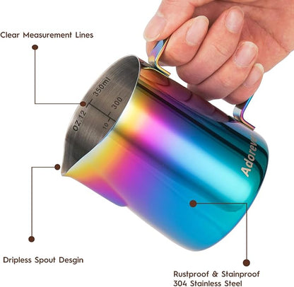 Milk Frothing Pitcher Colorful 350ml Steaming Pitchers Stainless Steel Milk - Image 3