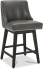 CHITA Counter Height Swivel Bar Stools, FSC Certified Upholstered Counter Stools, Modern Swivel Barstools with Wood Legs for Kitchen Island, 26" Seat Height, Faux Leather in Retro Grey