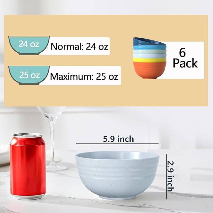 Unbreakable Cereal Bowls 25 OZ Microwave and Dishwasher Safe BPA-Free Bowl - Image 3