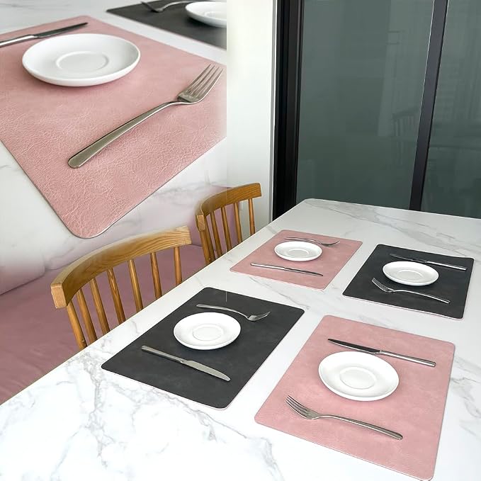 Placemats and Coaster Sets, Faux Leather Effect Place Mats - Image 3