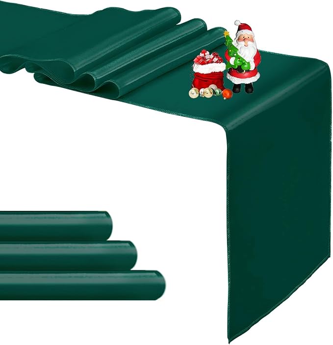 4-Pack Dark Green Satin Table Runner 12 x 108 Inch Long Fuchsia Bright and by Pufogu