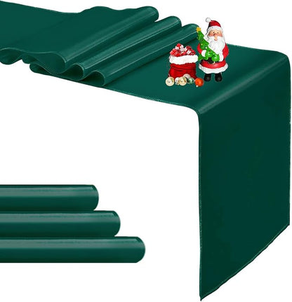 4-Pack Dark Green Satin Table Runner 12 x 108 Inch Long Fuchsia Bright and by Pufogu