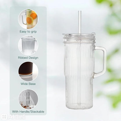 2-Pack 24oz Ribbed Glass Tumbler - Image 3