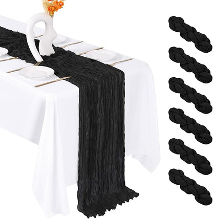 6 Pack Black Cheesecloth Table Runner 20 x 120 Inch Gauze Table Runner Fabric by Unknown