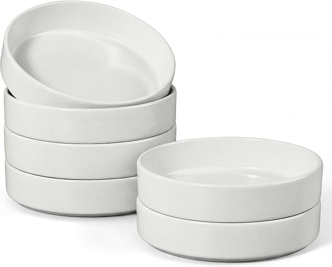 E-far Pasta Bowls Set of 6, 35 oz Large Stoneware Bowl Plates | Shallow & Wide by E-far