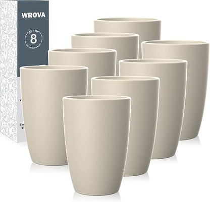 Wrova Wheat Straw Cups 8 PCS Good Alternative to Plastic Reusable Cups 20 oz by WROVA
