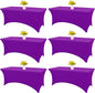 HAISIWLKJ 6 Pack Table Cloth 8ft Purple Tablecloths for Rectangle Folding Table Spandex Fitted Stretch Cover Wrinkle Resistant Washable Protector for Party, Wedding, Banquet, Festival.