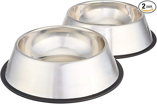 Amazon Basics Stainless Steel Non-Skid Dog Water And Food Bowls, Dishwasher Safe by AmazonBasics