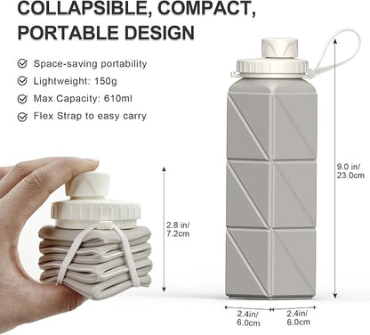 BEAUTAIL Collapsible Water Bottles 21oz/610mL, Silicone Travel Water Bottle | - Image 3