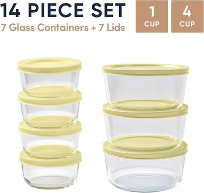 14-Piece Glass Food Storage Containers Set | 1-Cup & 4-Cup, Leakproof | - Image 2