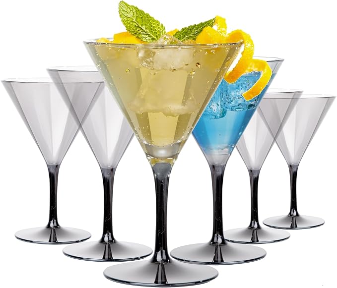 Liacere Martini Glasses Set of 6-11 oz Plastic Martini Cocktail Glasses by Liacere