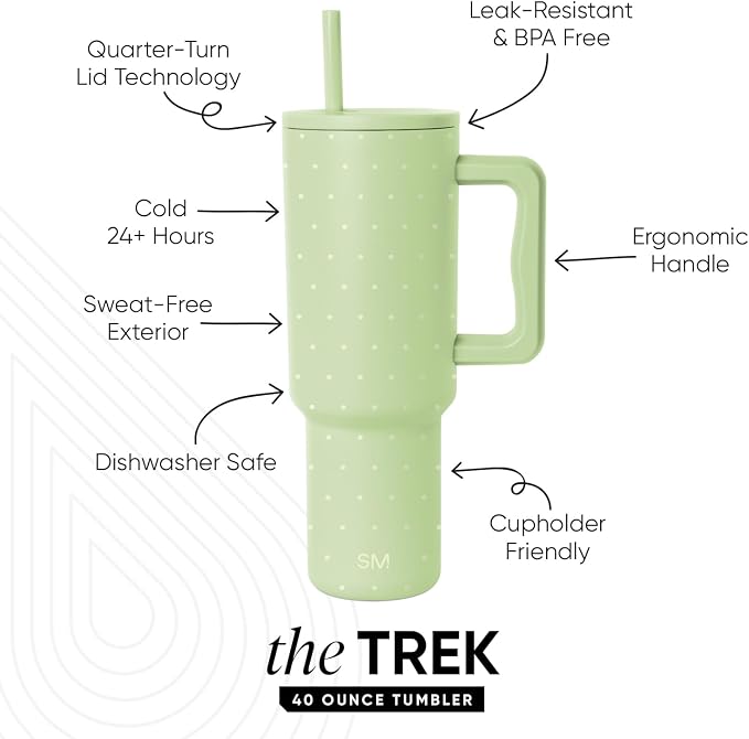 Simple Modern Tumbler with Handle and Straw | 40oz | Polka Dot | Trek Tumbler - Image 2