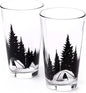 Black Lantern Camping in the Woods Pint Glass Set 16oz Nature-Themed Beer Glasses for Outdoor & Craft Beer Lovers (Set of 2)