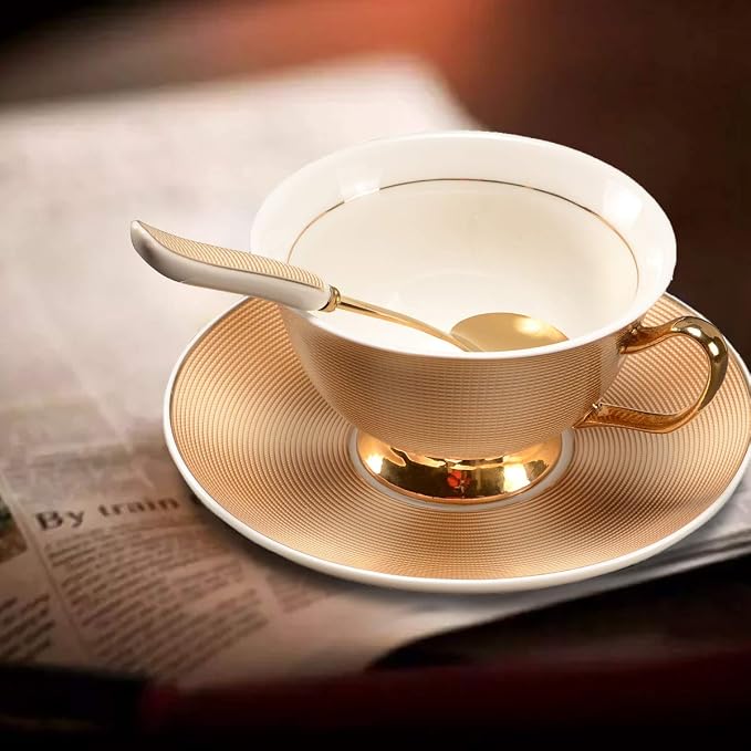 Bone China Golden Stripe Tea Cup - Image 4