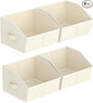 Storage Bins for Shelves - Small Trapezoid Closet Shelf Organizer, Fabric Organization Bins with Handles, Storage Baskets for Clothes, Towel, Purse, 4 Pack, Beige