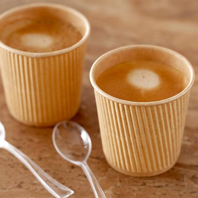 Restaurantware 4 Ounce Ripple Wall Disposable Coffee Cups, 500 Insulated Kraft - Image 7
