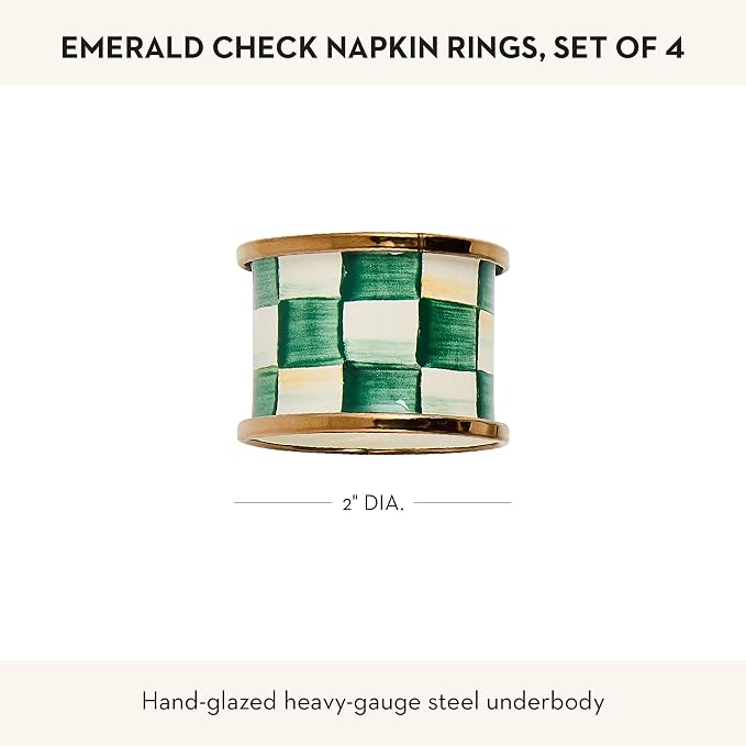 MACKENZIE-CHILDS Set of 4 Enamel Napkin Rings, Napkin-Holder Ring Set - Image 4