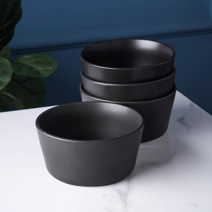 Stone Lain Stoneware Bowls Set, Matte Black, 22.5 fl oz - Image 3