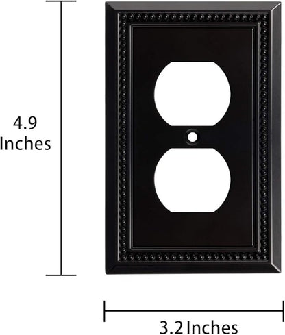 Henne Bery Sunken Pearls Heavy Duty Switch Plate/Wall Plate/Outlet Cover (Single Duplex 3PK, Matte Black)