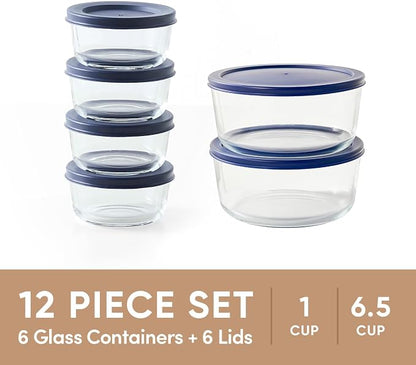 12-Piece Glass Food Storage Containers Set | 1-Cup & 6.5-Cup, Leakproof | - Image 3