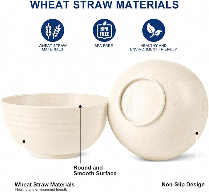 HOTEC Unbreakable Wheat Straw Cereal Bowls - Image 3